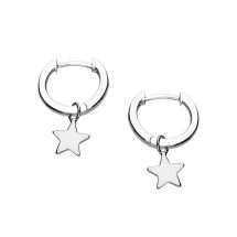Sterling Silver Star Drop Charm Hoop Earring