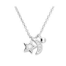 Sterling Silver Star And Moon CZ's Pendant