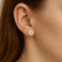 Sterling Silver 14ct Gold Daisy Stud Earrings