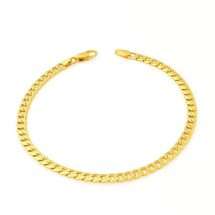 Sterling Silver Gold 19cm Flat Curb Bracelet