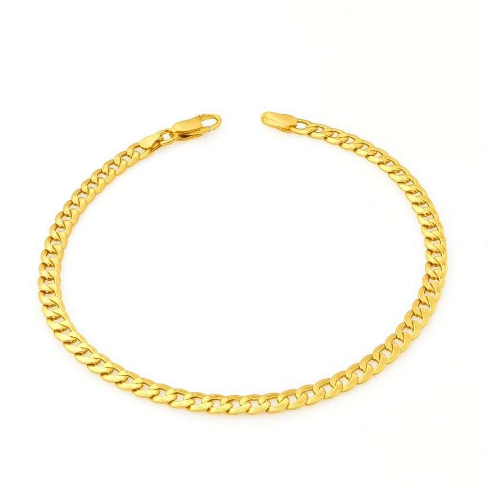 H5209-19 Sterling silver gold plated 19cm 4mm wide flat curb chain front image H5209-19 Sterling silver gold plated 19cm 4mm wide flat curb chain front image