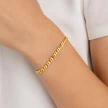 Sterling Silver Gold 19cm Flat Curb Bracelet