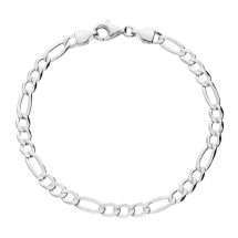 Sterling Silver 5mm Wide Figaro Link Bracelet