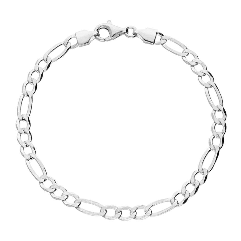 H5331-19 Sterling silver 5mm wide figaro style link 19cm long bracelet front image H5331-19 Sterling silver 5mm wide figaro style link 19cm long bracelet front image