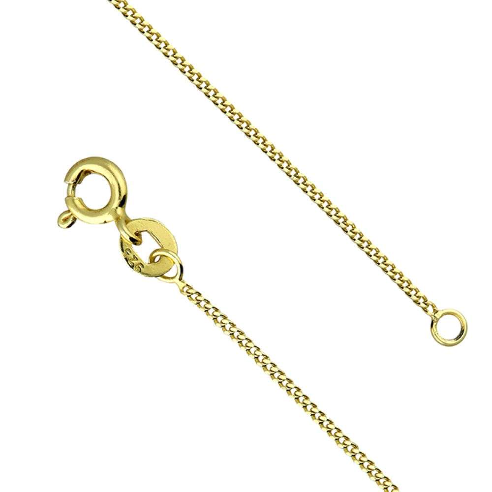 H5829-51 Sterling silver gold plated 1mm wide 20 inch flat curb link chain front image