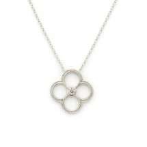 Sterling Silver CZ Set Clover Adjustable Length Pendant