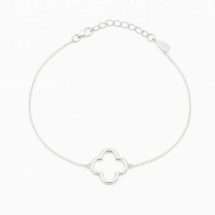 Sterling Silver Polished Open Clover Charm Bracelet