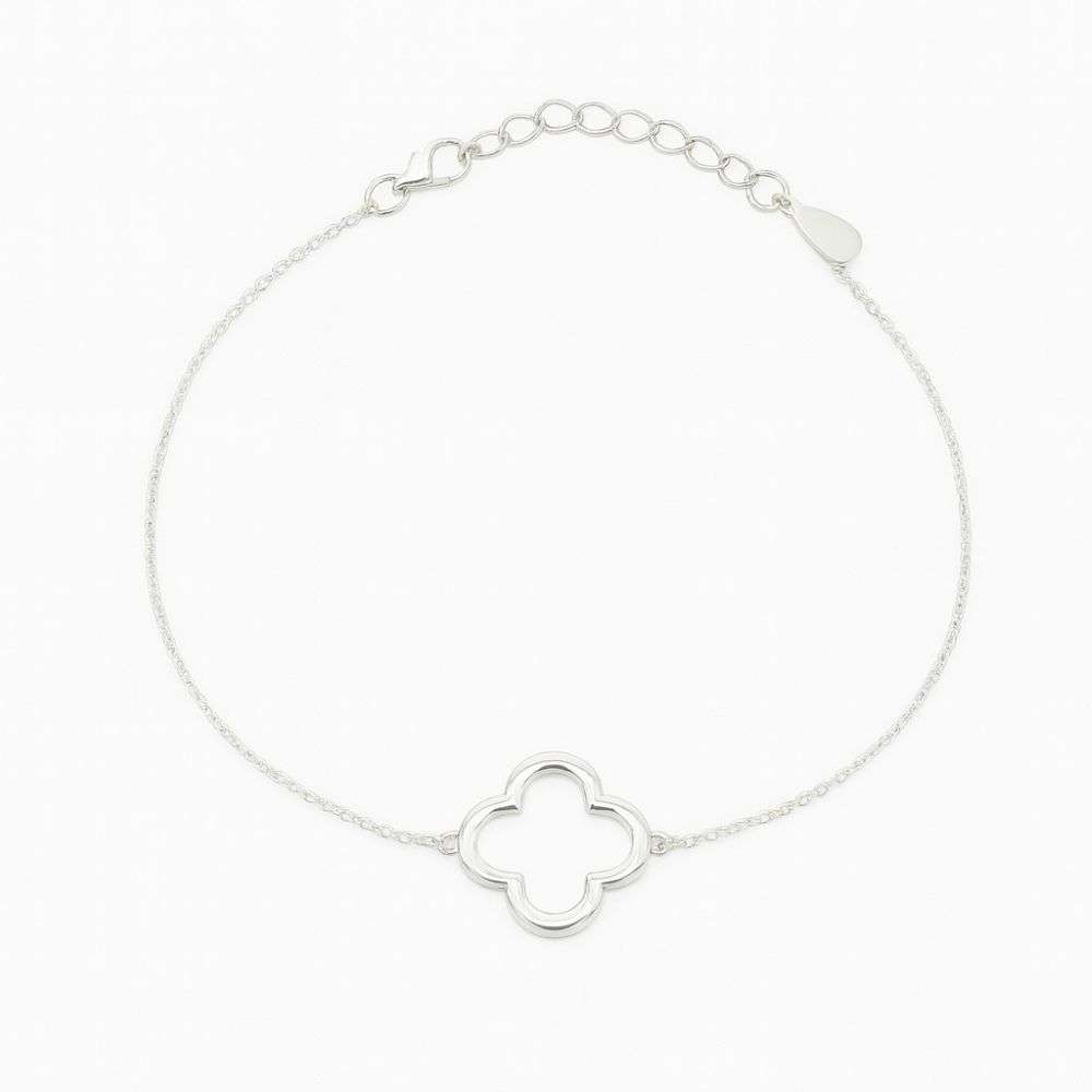 H6983-S Sterling silver open clover charm bracelet front image
