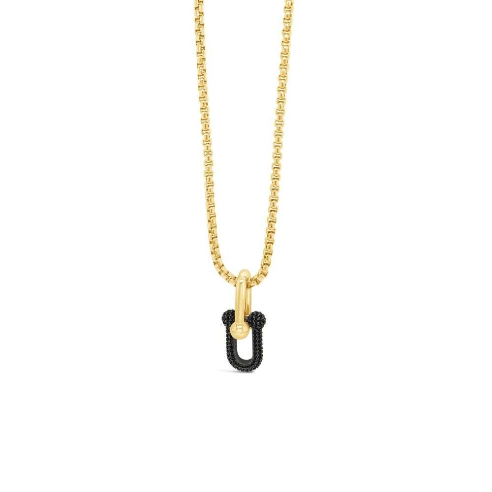 N2383JT Absolute gold chain black horse shoe link pendant and chain front image