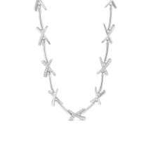 Absolute Silver Plated Hugs Kisses CZ Link Chain N2384SL