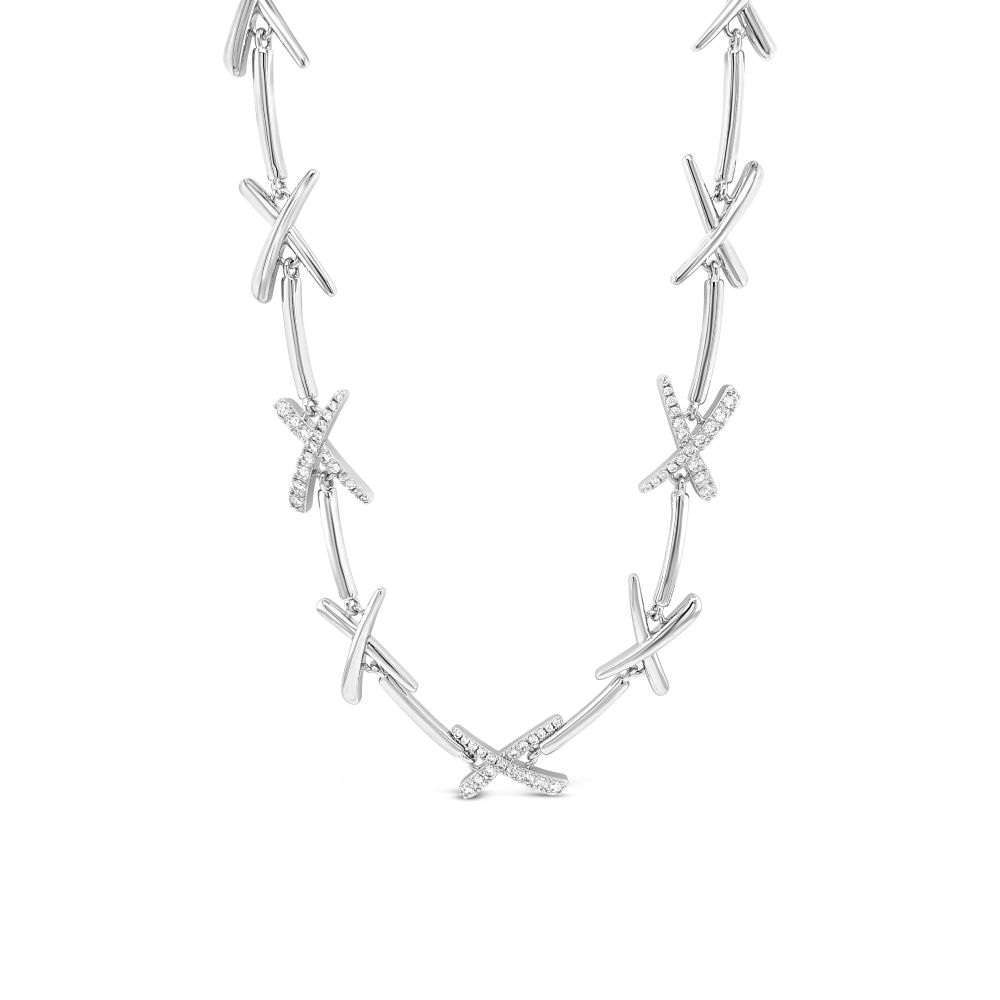 N2384SL Absolute silver hugs and kisses link necklace front image