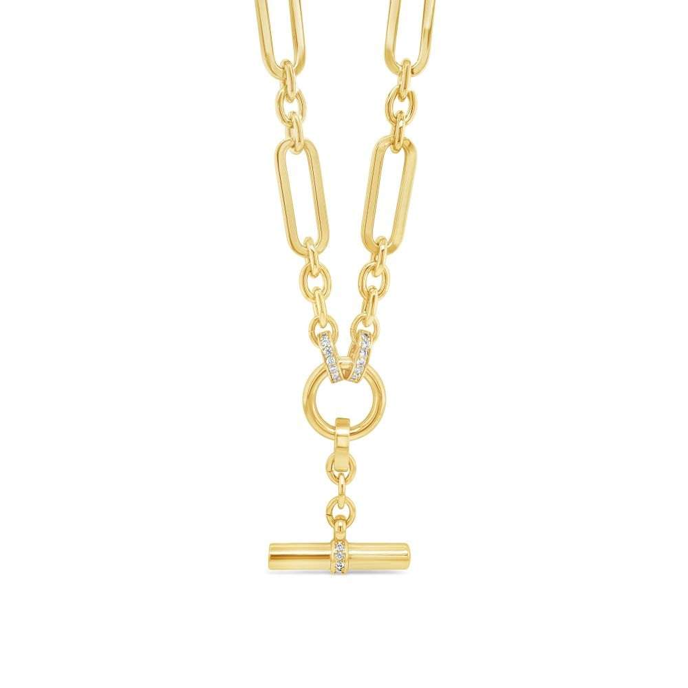 N2400GL Absolute gold t bar open oval link chain front image N2400GL Absolute gold t bar open oval link chain front image