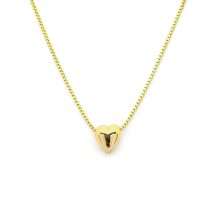 Sterling Silver Womens Gold Puffed Heart Necklace