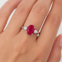 9ct Gold 2.78ct Ruby 0.40cts Diamond 3 Stone Ring