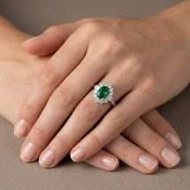 Platinum 68pts Lab Emerald 30pts Lab Diamond Ring