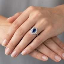 Platinum 1.79cts Lab Sapphire 50pts Lab Diamond Ring