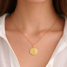 Sterling Silver Gold 18mm Saint Christopher Medal