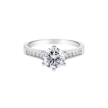 Sterling Silver CZ Solitaire Stone Set Shoulders Ring