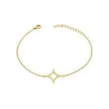 Sterling Silver Gold Pave CZ Star Charm Bracelet