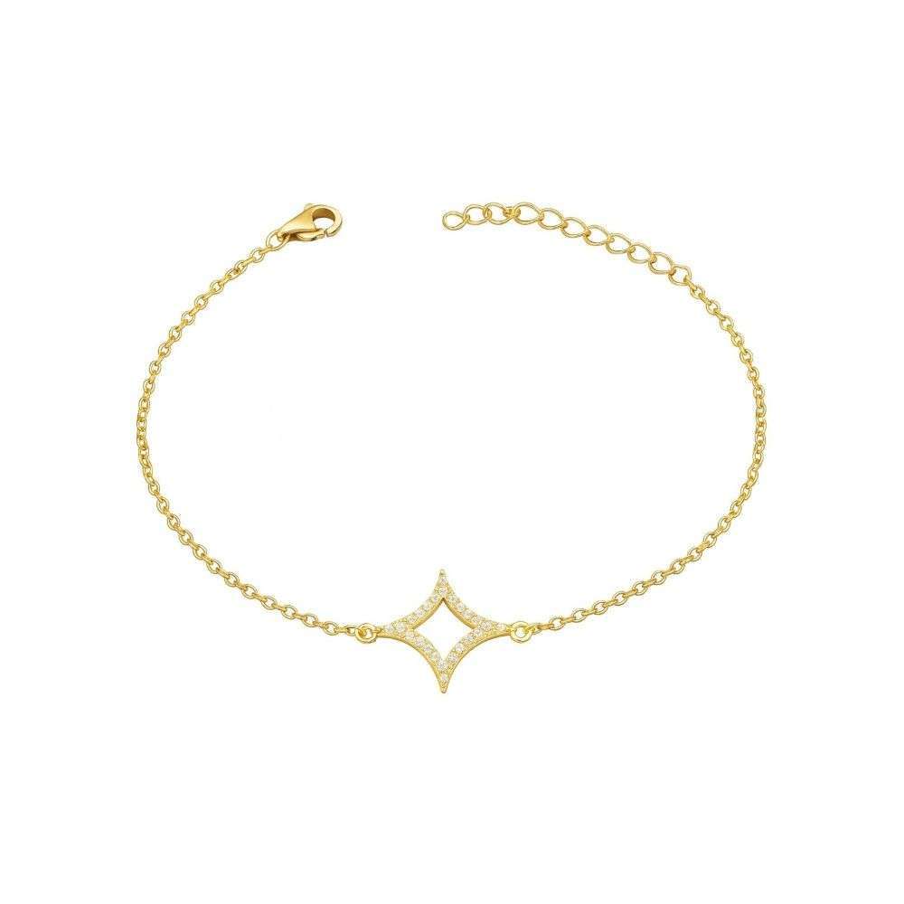 SBR028C Sterling silver gold plated cz open star bracelet front image SBR028C Sterling silver gold plated cz open star bracelet front image