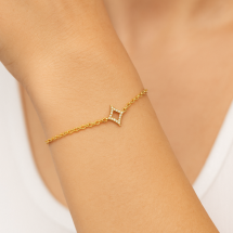 Sterling Silver Gold Pave CZ Star Charm Bracelet
