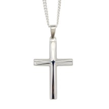 Sterling Silver Bevelled Cross 20 Inch Curb Chain