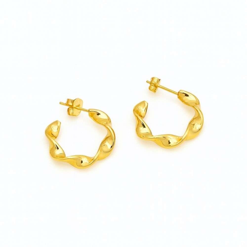 SE007D Sterling silver twist 20mm hoop earrings front image