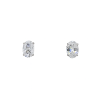 Sterling Silver Oval Cut CZ Stud Earrings