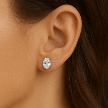 Sterling Silver Oval Cut CZ Stud Earrings