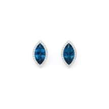 Sterling Silver Sapphire Colour CZ Marquise Stud Earrings