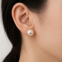 Sterling Silver 10mm Round White Pearl Stud Earring