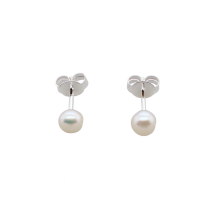 Sterling Silver 5mm Round White Pearl Stud Earring