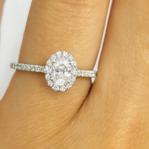 9ct Gold 0.75cts Oval Cut Diamond Halo Ring