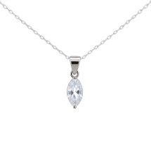 Sterling Silver Marquise CZ Pendant And Chain