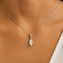 Sterling Silver Marquise CZ Pendant And Chain