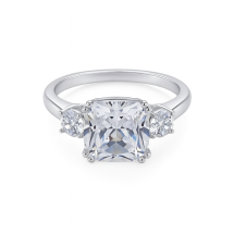 Stering Silver Cushion Shape White CZ Dress Ring