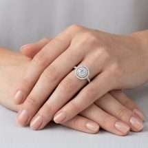 18ct Gold Large 0.78cts Round Halo Solitaire Ring