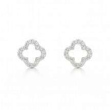 9ct Yellow Gold 0.18ct Real Diamond Petal Stud Earrings