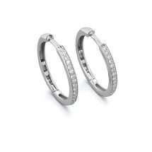9ct White 0.27ct Diamond Hinged Hoop Earrings
