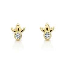 9ct Yellow Gold Bezel CZ Petals Design Stud Earring