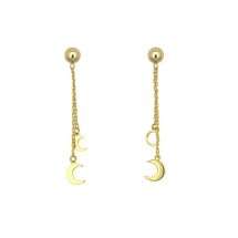 9ct Yellow Gold Double Chain Crescent Moon Earrings