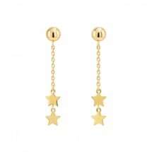 9ct Yellow Gold Double Chain Drop Star Earrings