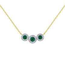 9ct Yellow Gold Emerald And Diamond Halo Necklace