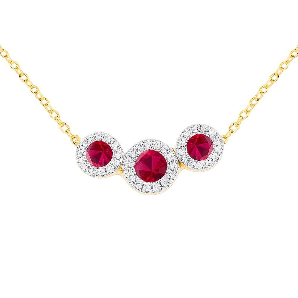 1.10.028R-9ct-yellow-gold-triple-ruby-and-diamond-halo-necklet-close-image