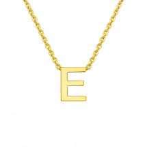 9ct Yellow Gold Mini "E" Initial Pendant And Chain