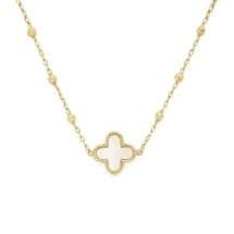 9ct Yellow Ball Link Mother Pearl Necklace