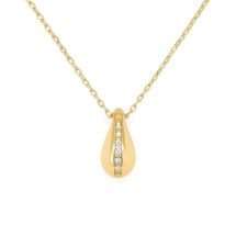 9ct Gold CZ Set Teardrop Necklace