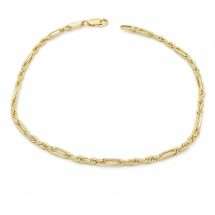 9ct Yellow Diamond Cut Figaro Rope Bracelet