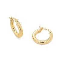 9ct Yellow Gold Diamond Cut Small Hoop Earrings