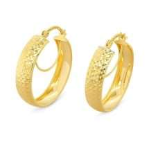 9ct Yellow Gold Diamond Cut Medium Hoop Style Earring